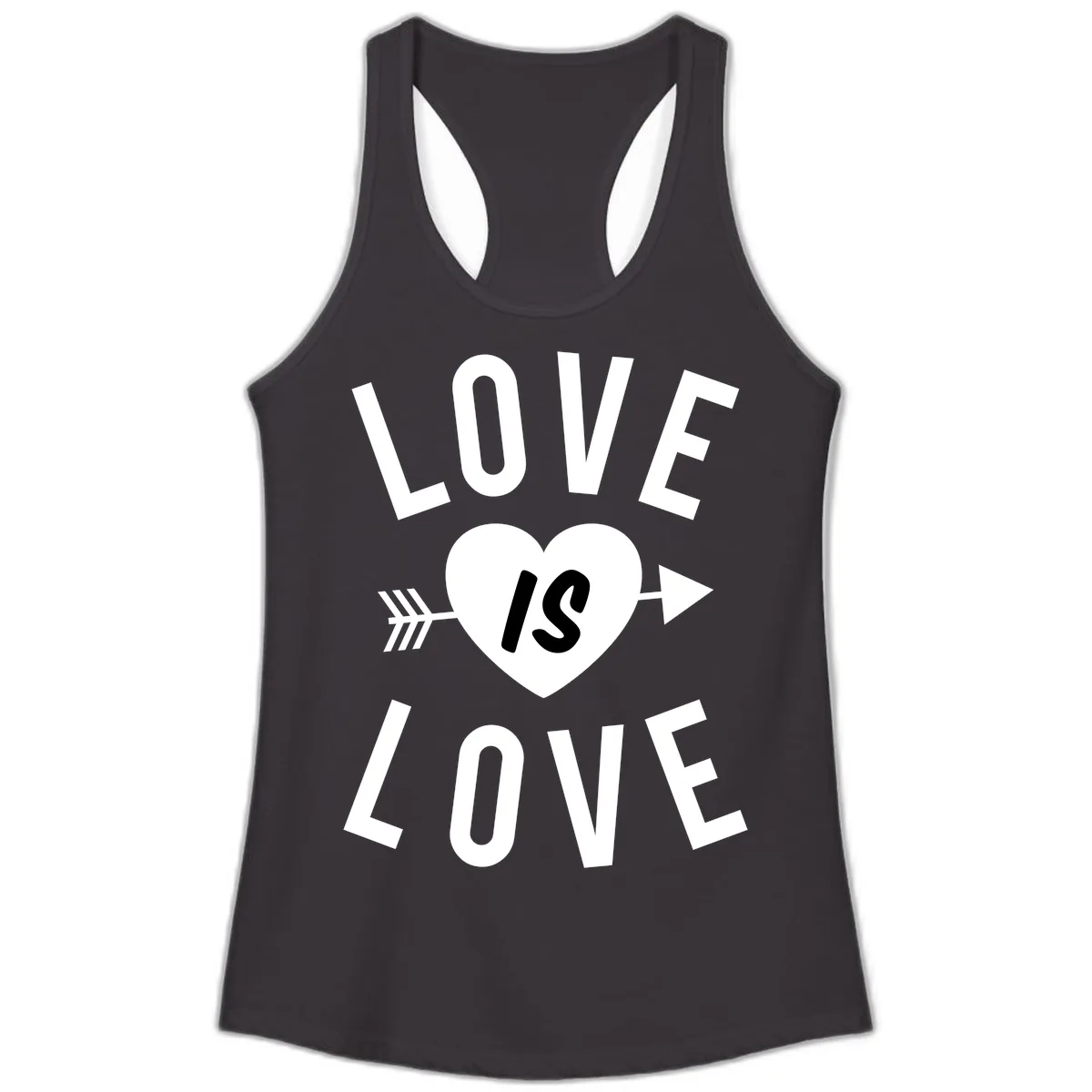 Love Is Love Arrow Heart Design Ladies Tank in Black
