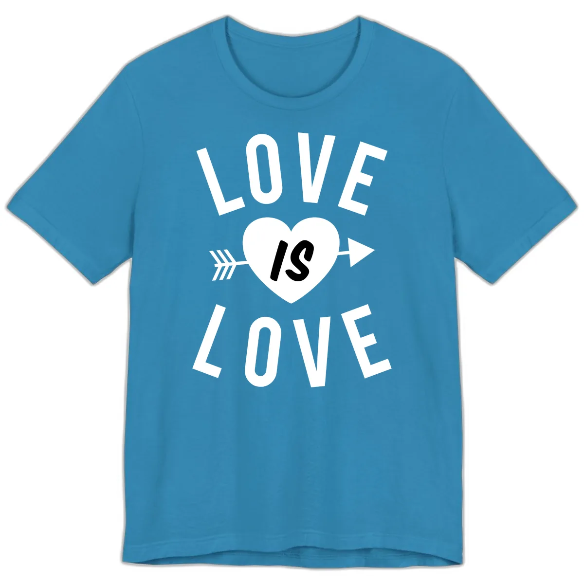 Love Is Love Arrow Heart Design Premium T-Shirt in Aqua