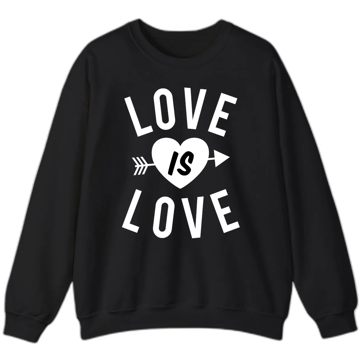 Love Is Love Arrow Heart Design Sweatshirt in Black
