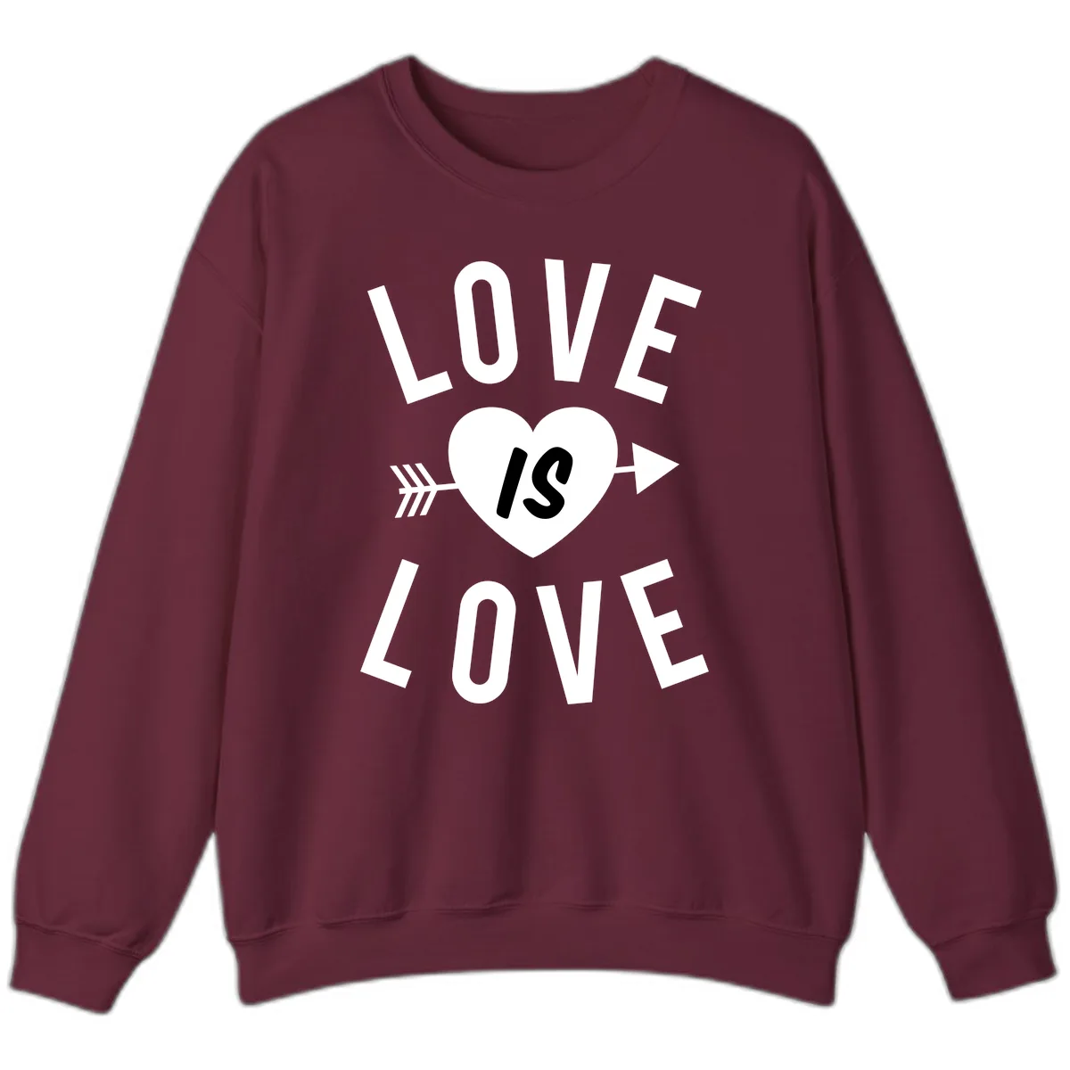 Love Is Love Arrow Heart Design Sweatshirt in Maroon