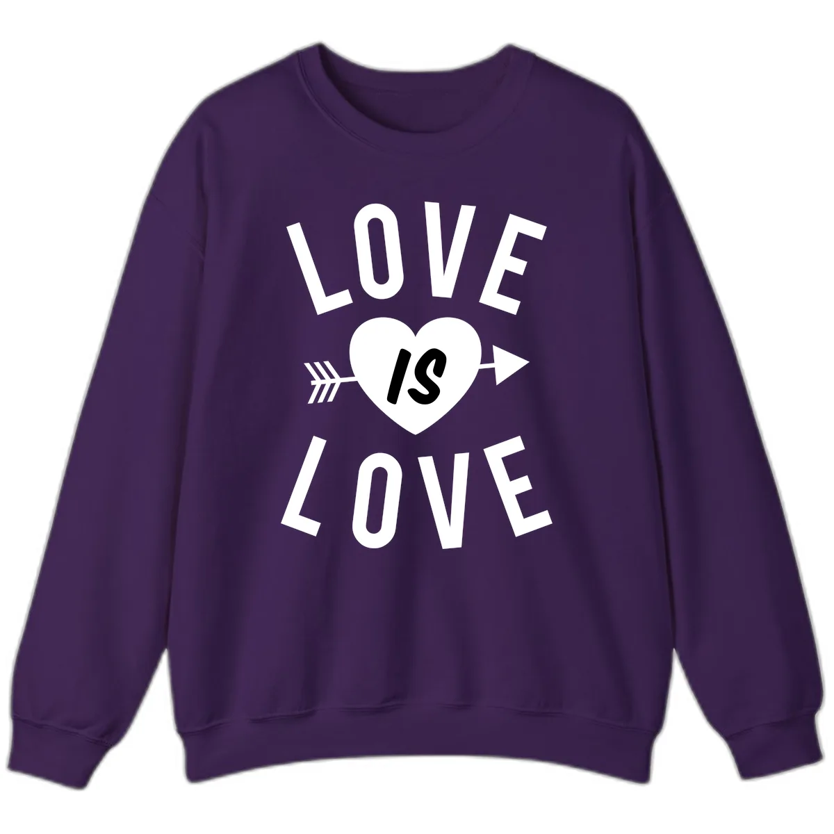 Love Is Love Arrow Heart Design Sweatshirt in Purple