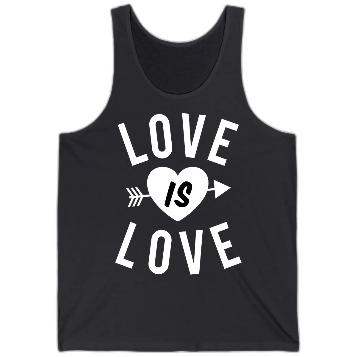 Love Is Love Arrow Heart Design Tank in Dark Grey