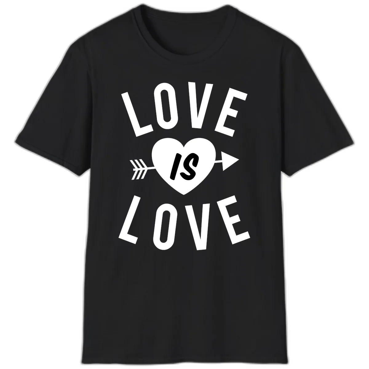 Love Is Love Arrow Heart Design T-Shirt in Black