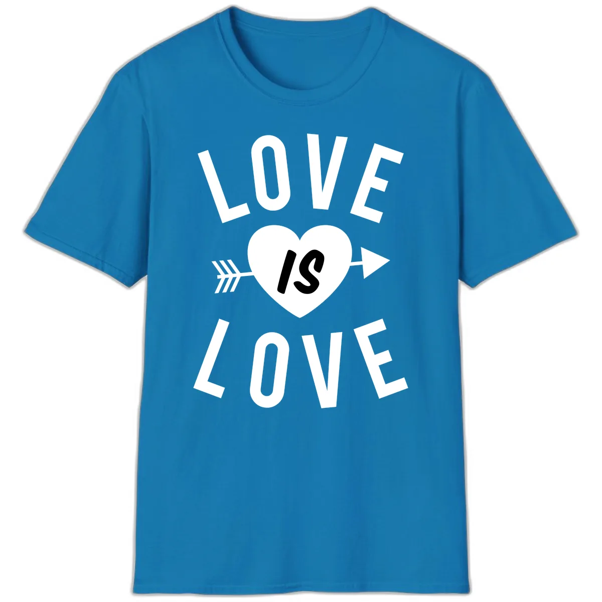 Love Is Love Arrow Heart Design T-Shirt in Sapphire