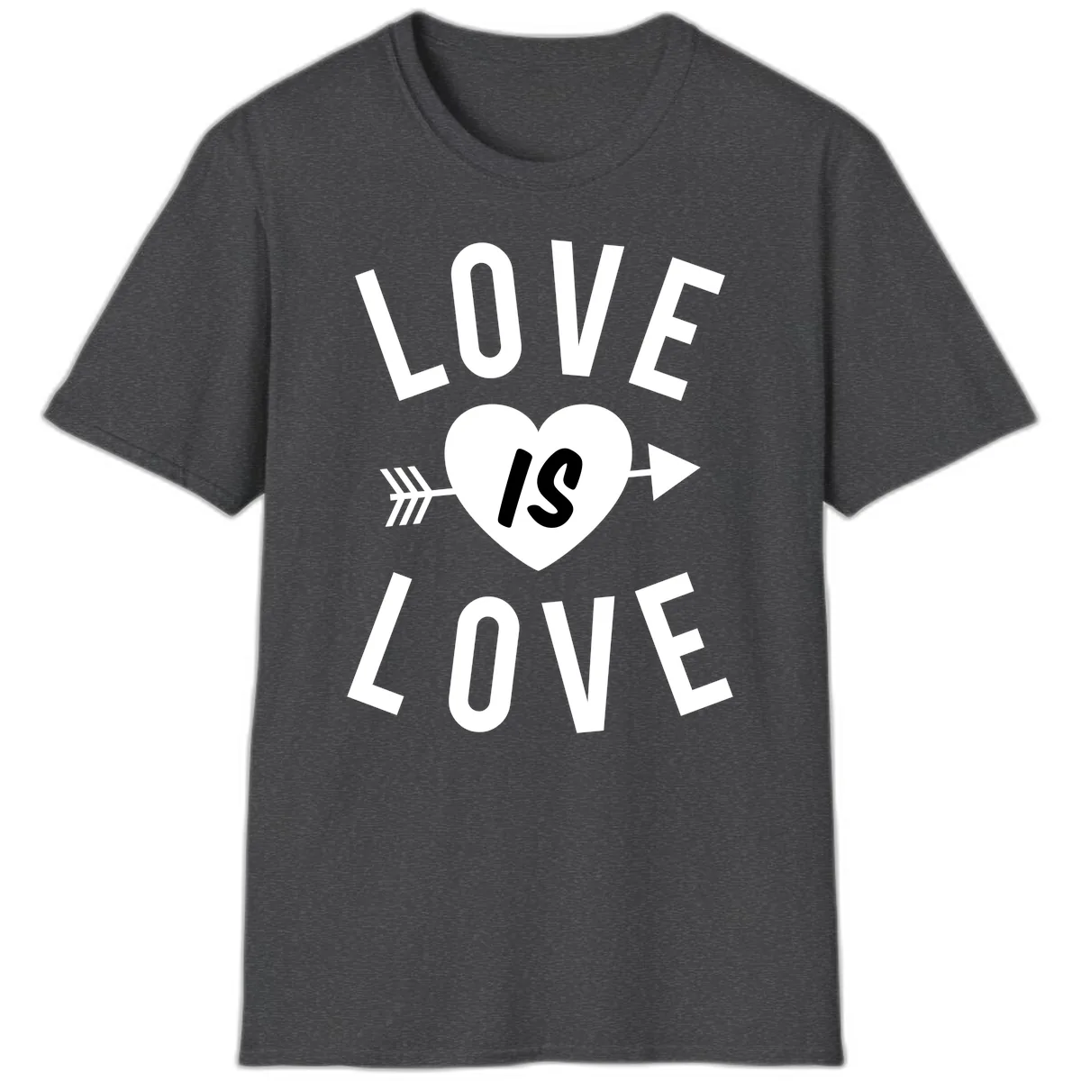 Love Is Love Arrow Heart Design T-Shirt in Dark Heather