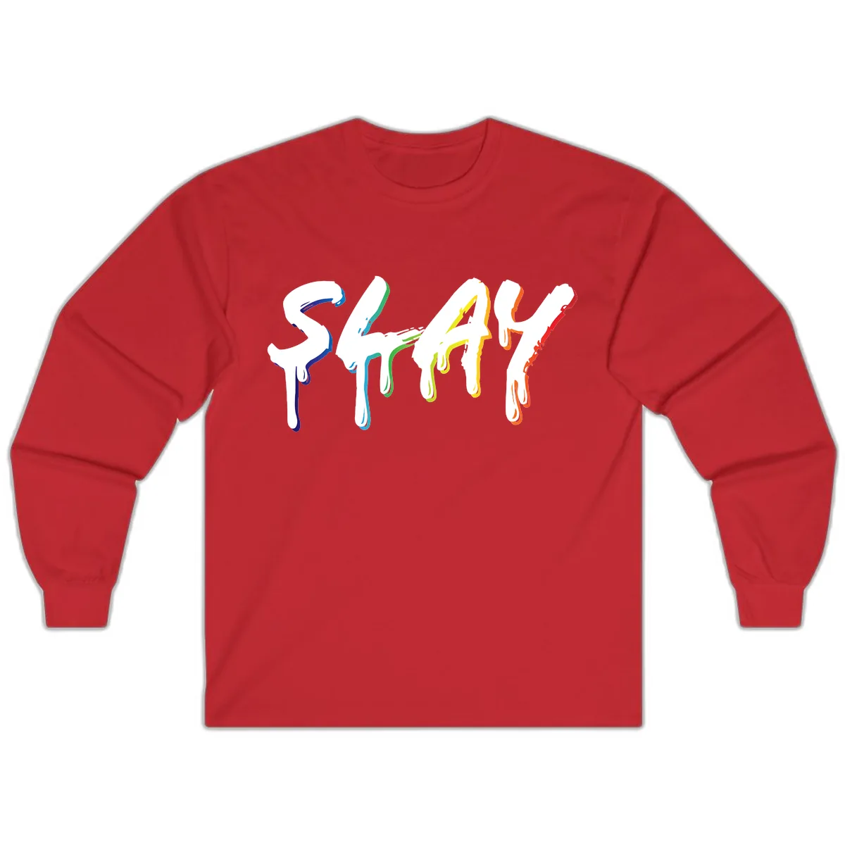 Stay Pride Rainbow Typography Long Sleeve in Red