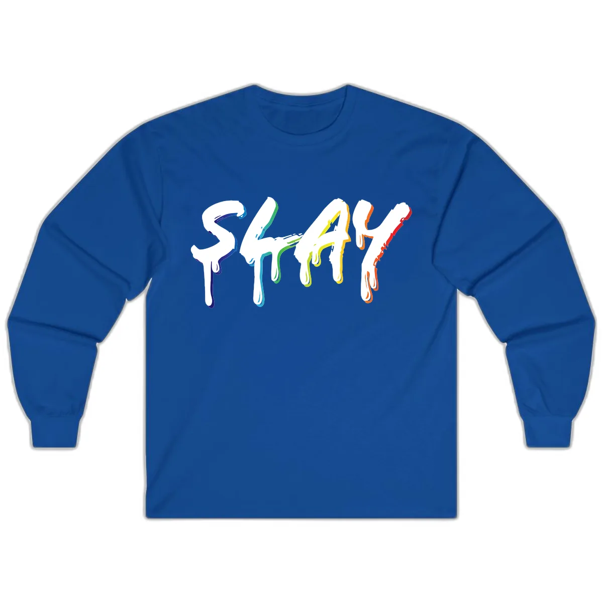 Stay Pride Rainbow Typography Long Sleeve in Royal