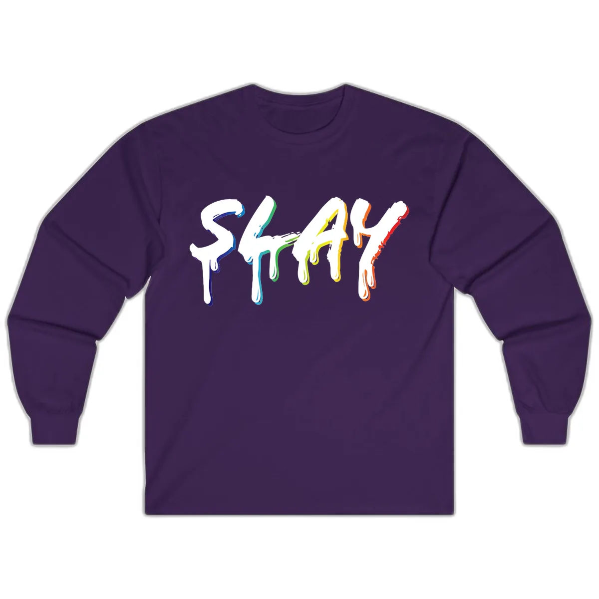 Stay Pride Rainbow Typography Long Sleeve in Purple