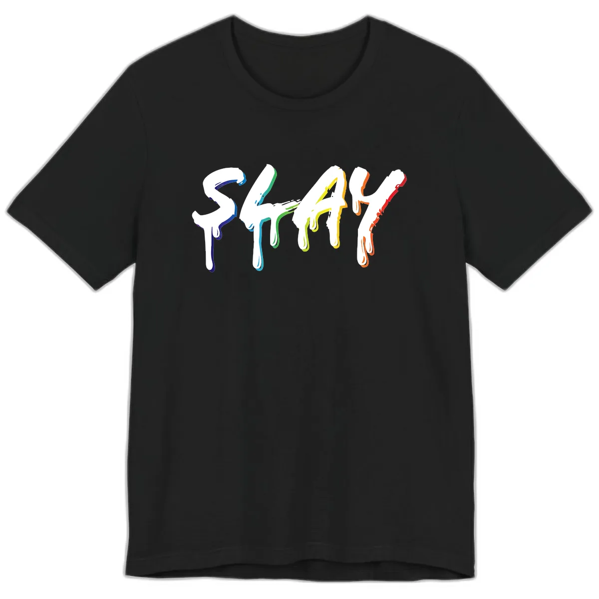 Stay Pride Rainbow Typography Premium T-Shirt in Black