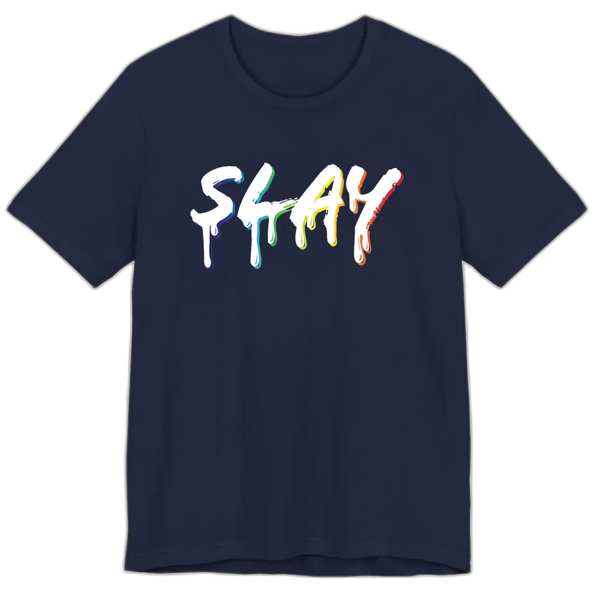 Stay Pride Rainbow Typography Premium T-Shirt in Navy