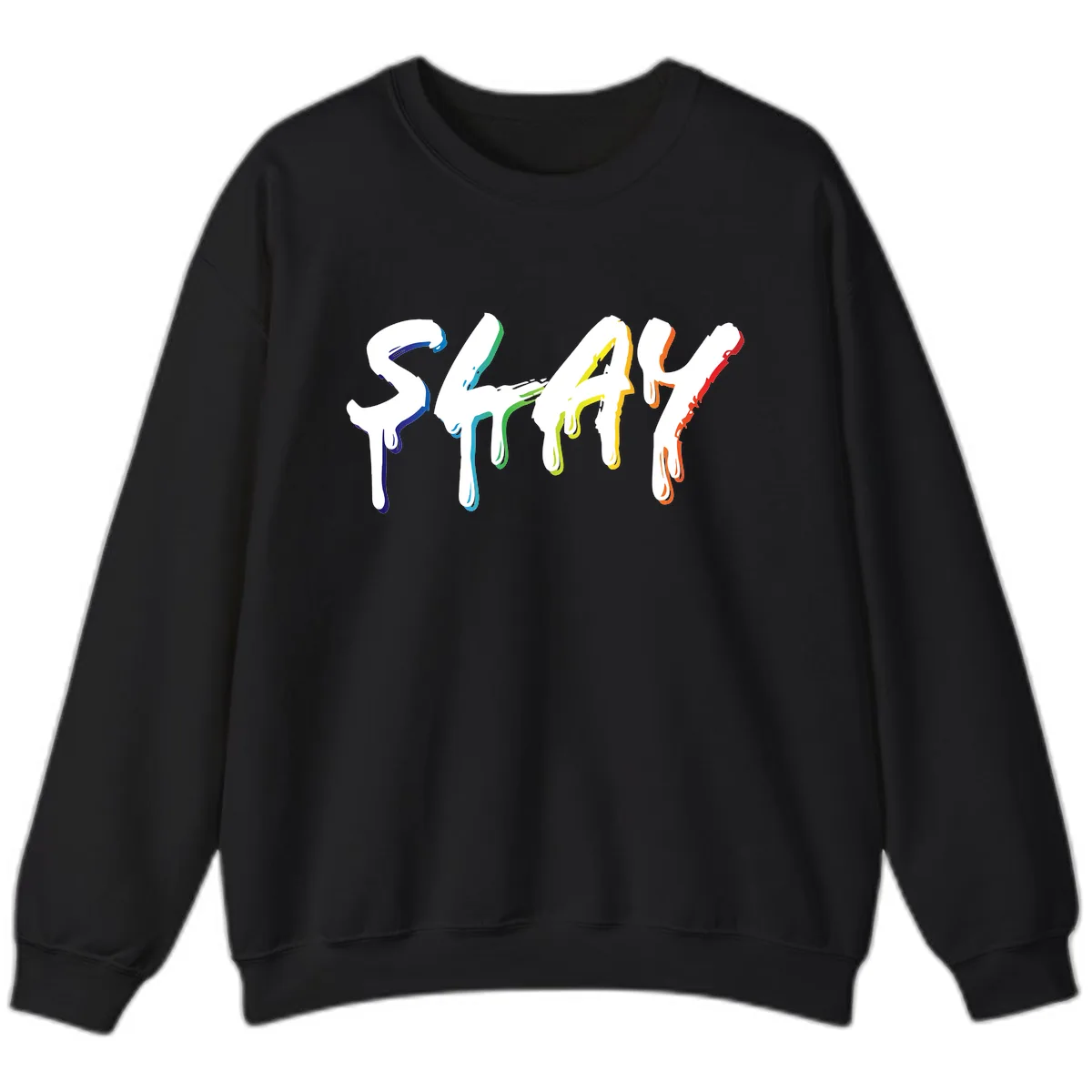 Stay Pride Rainbow Typography Sweatshirt in Black