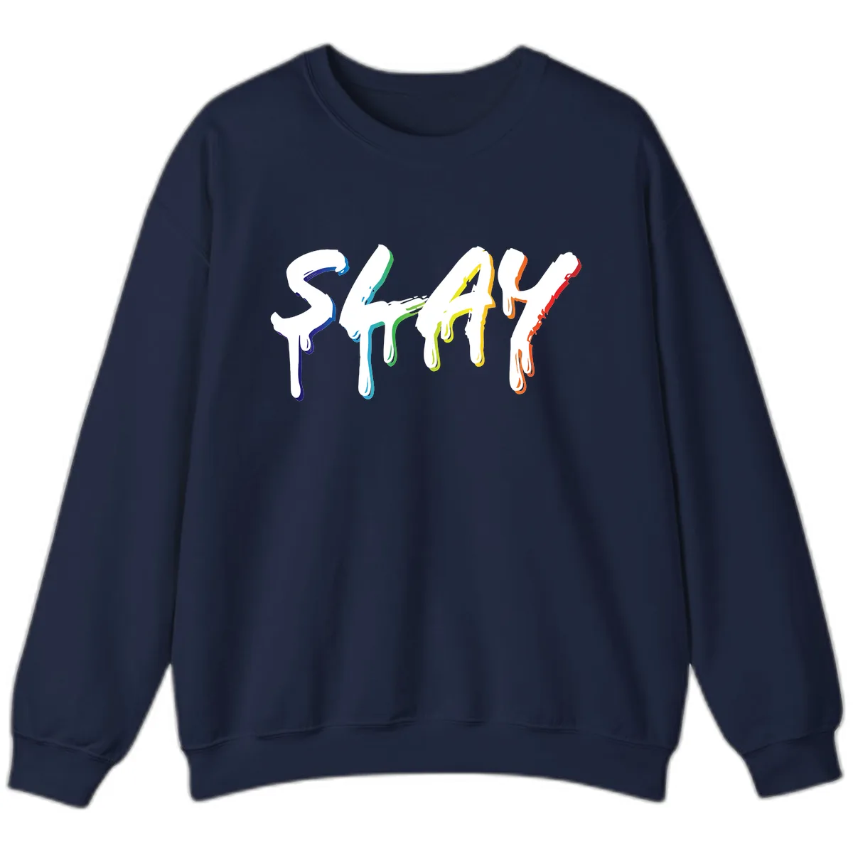 Stay Pride Rainbow Typography Sweatshirt in Navy