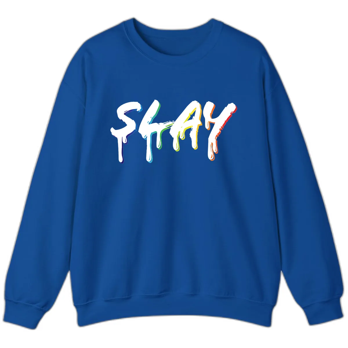 Stay Pride Rainbow Typography Sweatshirt in Royal