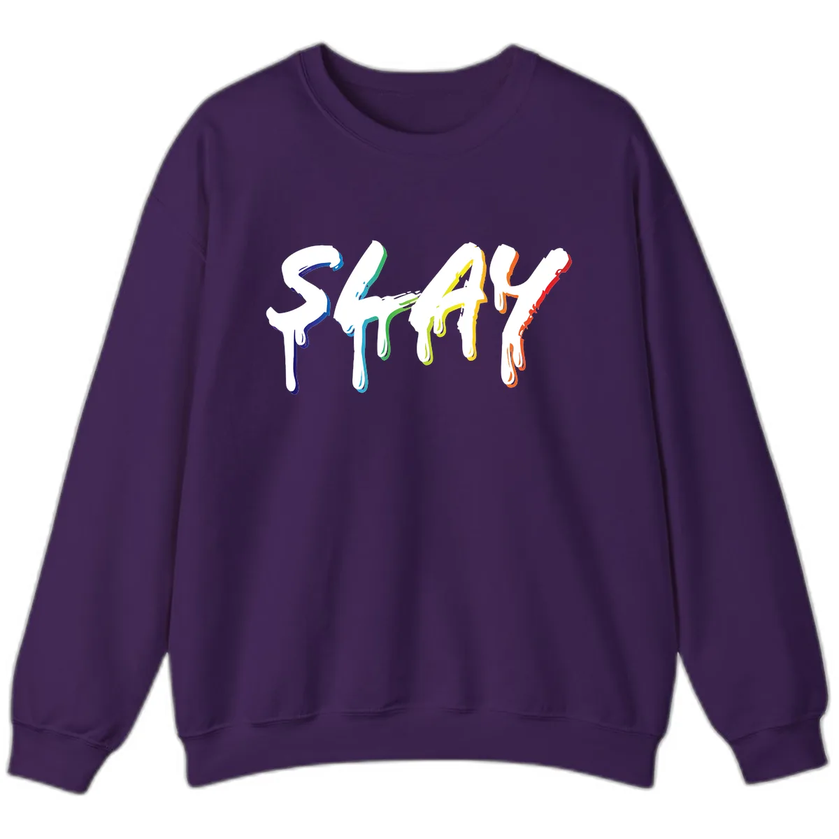 Stay Pride Rainbow Typography Sweatshirt in Purple