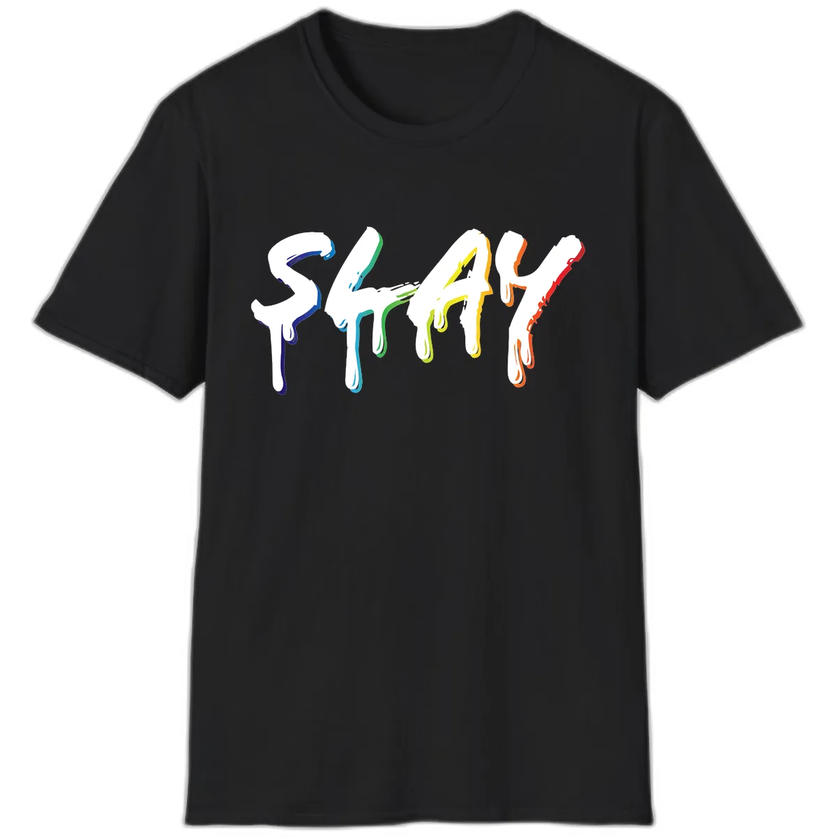 Stay Pride Rainbow Typography T-Shirt in Black