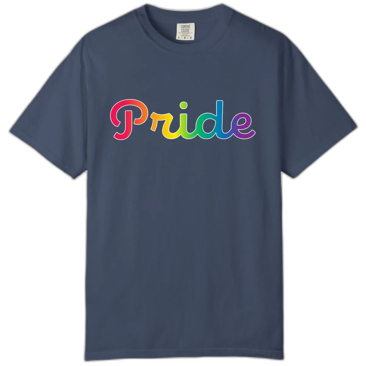 Pride Rainbow Gradient Typography Comfort Color in Midnight