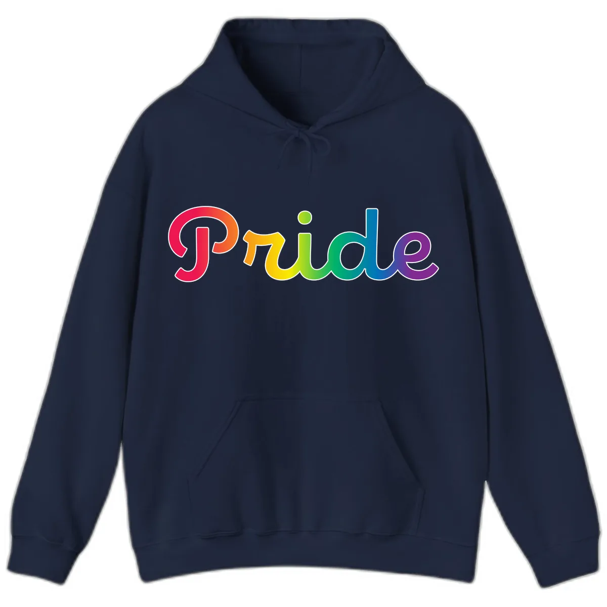 Pride Rainbow Gradient Typography Hoodie in Navy