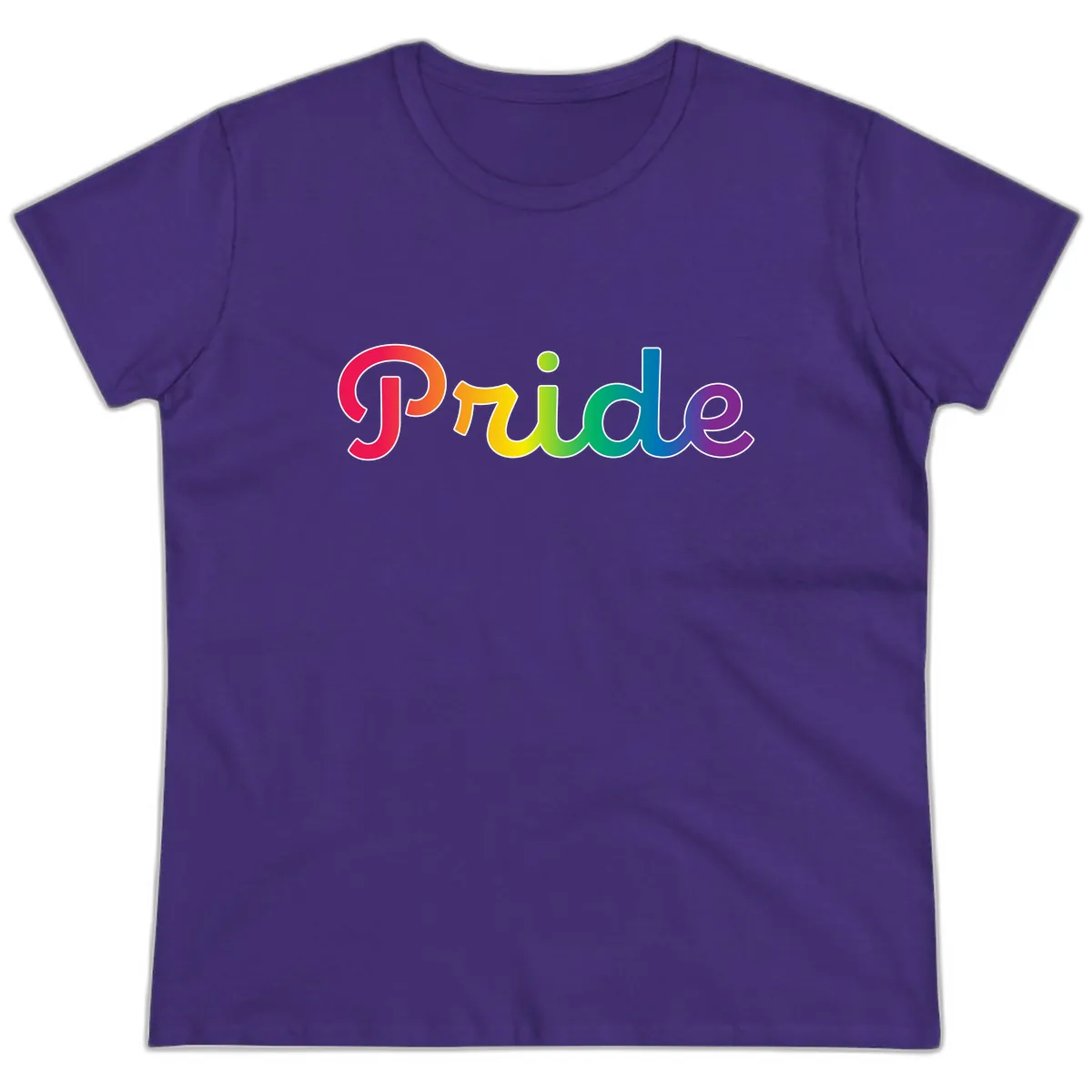 Pride Rainbow Gradient Typography Ladies Tee in Purple