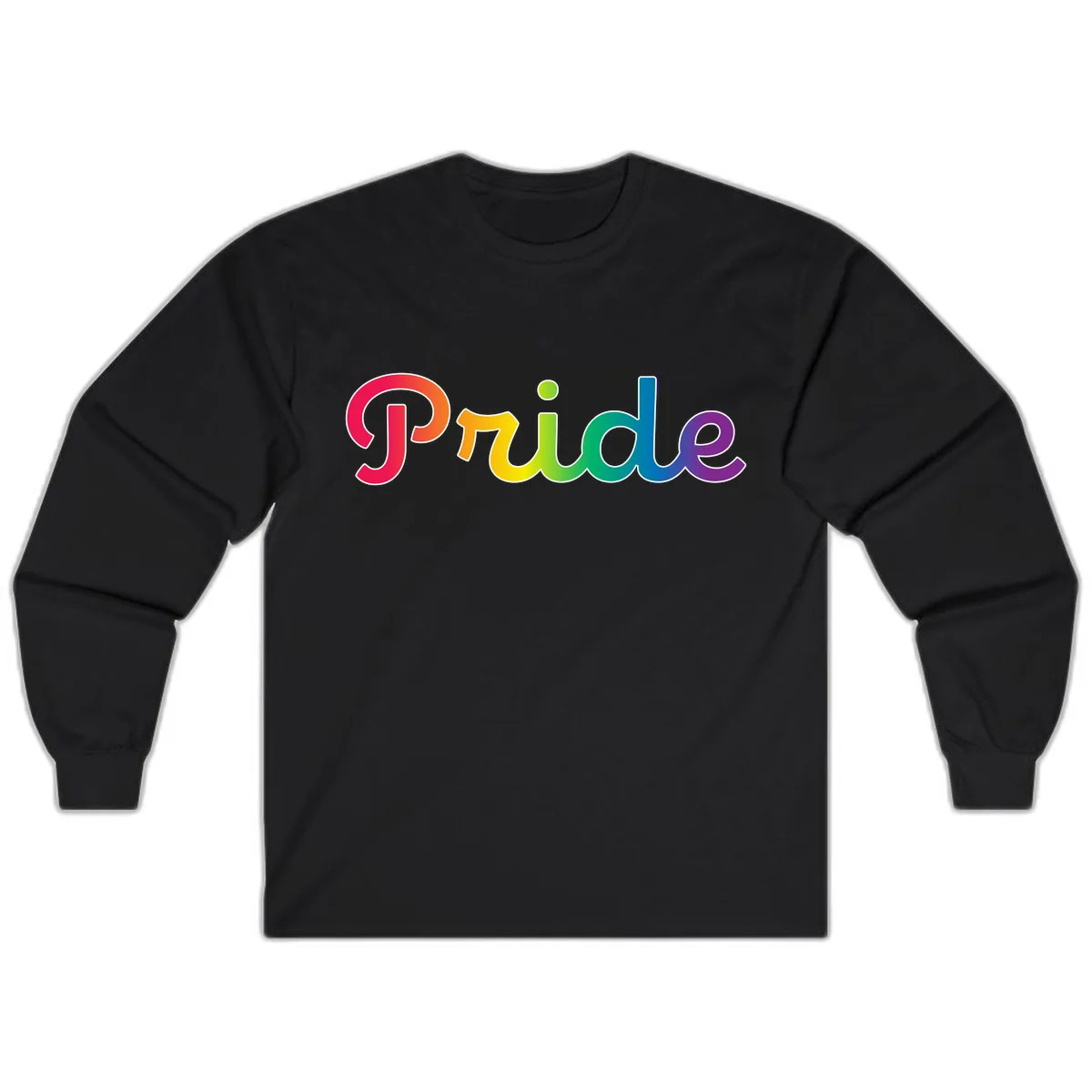 Pride Rainbow Gradient Typography Long Sleeve in Black