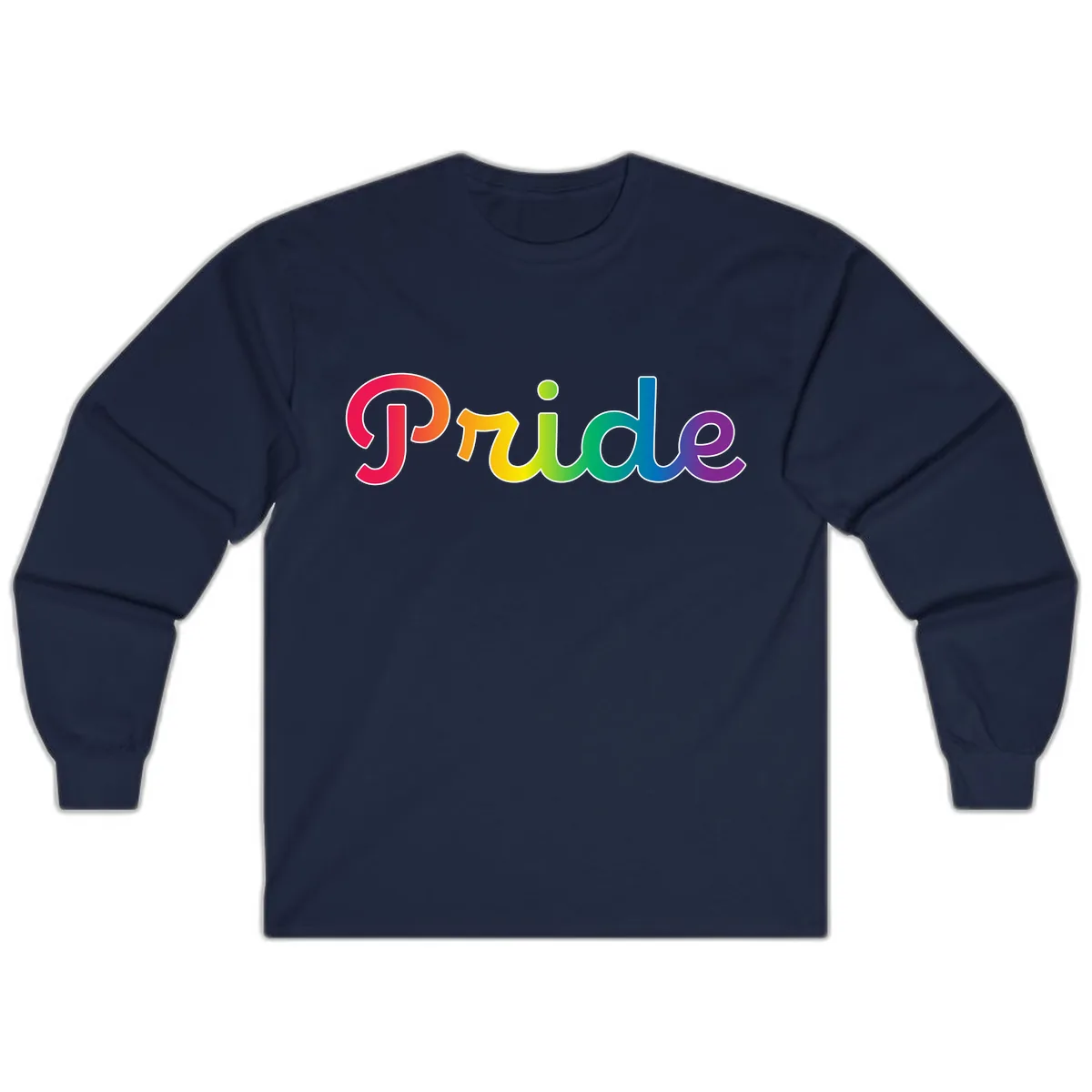 Pride Rainbow Gradient Typography Long Sleeve in Navy