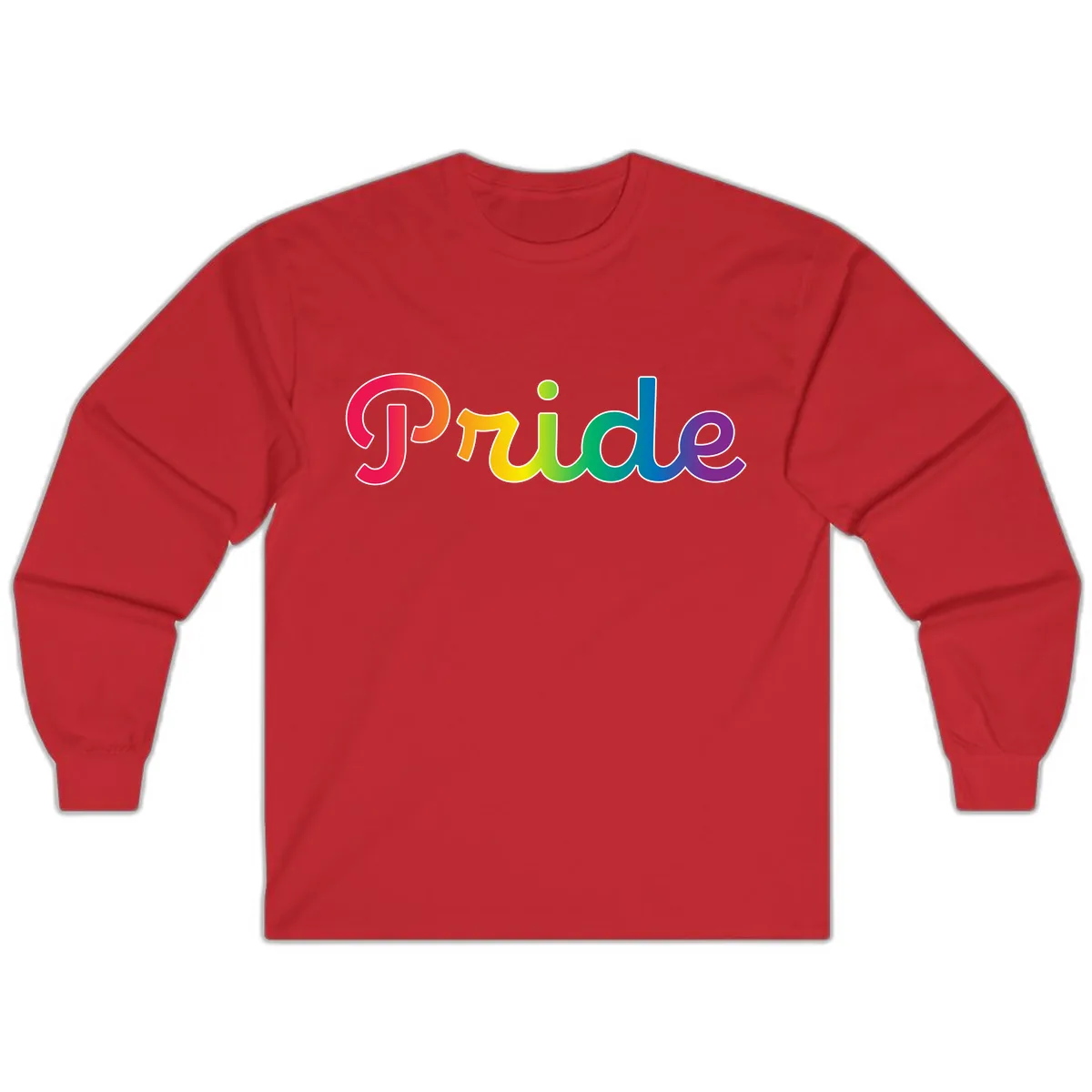Pride Rainbow Gradient Typography Long Sleeve in Red