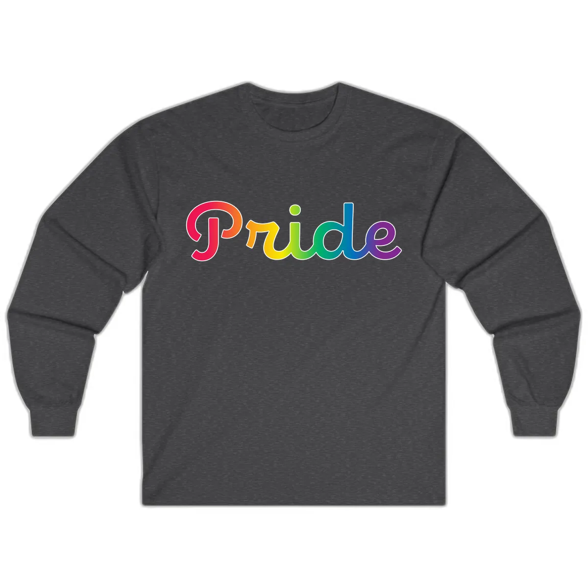 Pride Rainbow Gradient Typography Long Sleeve in Dark Heather
