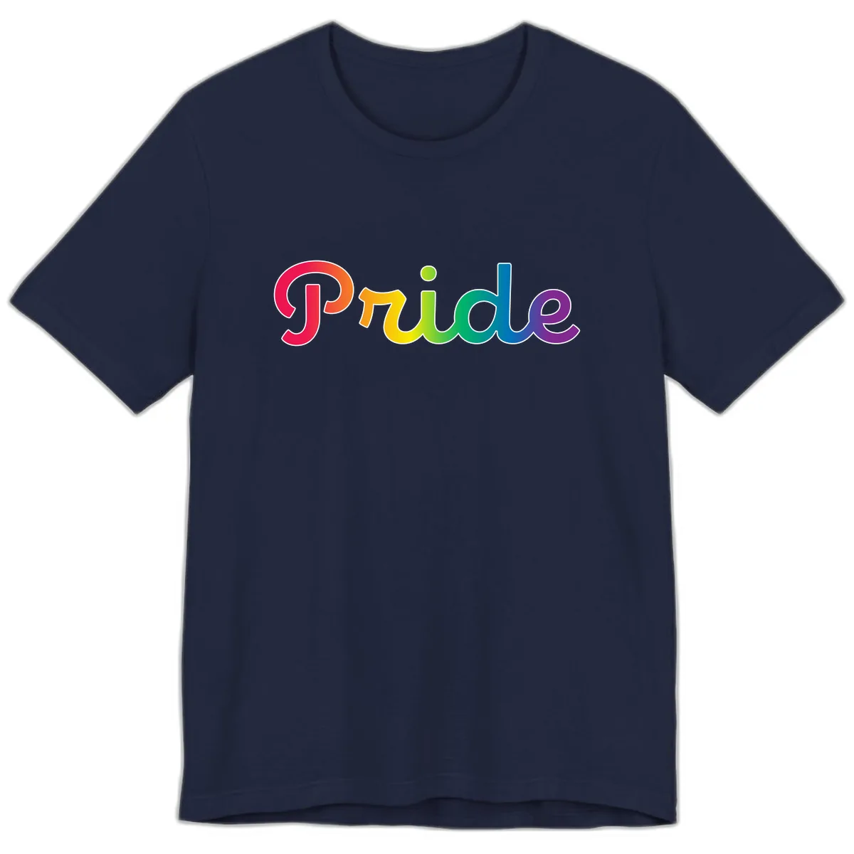 Pride Rainbow Gradient Typography Premium T-Shirt in Navy