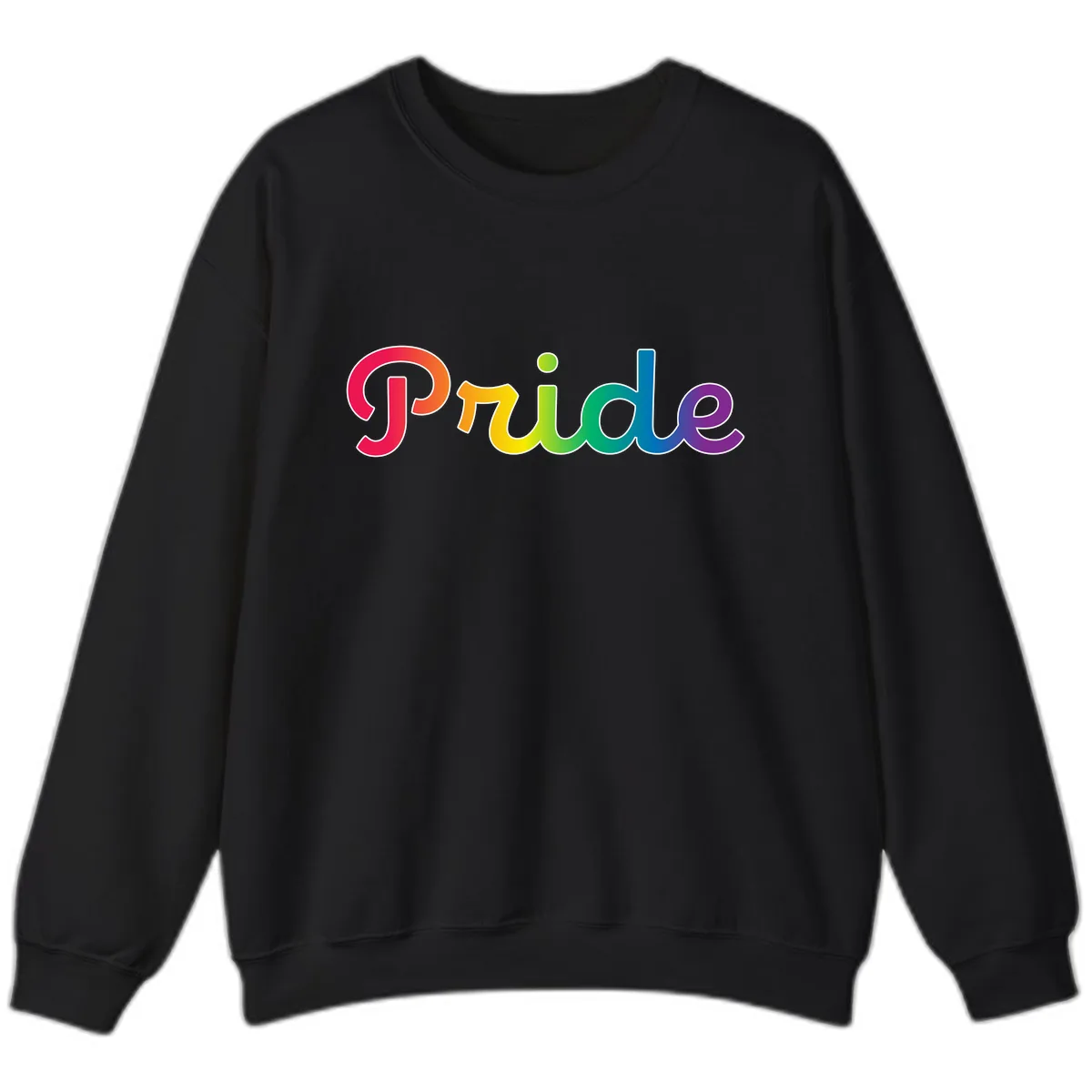 Pride Rainbow Gradient Typography Sweatshirt in Black