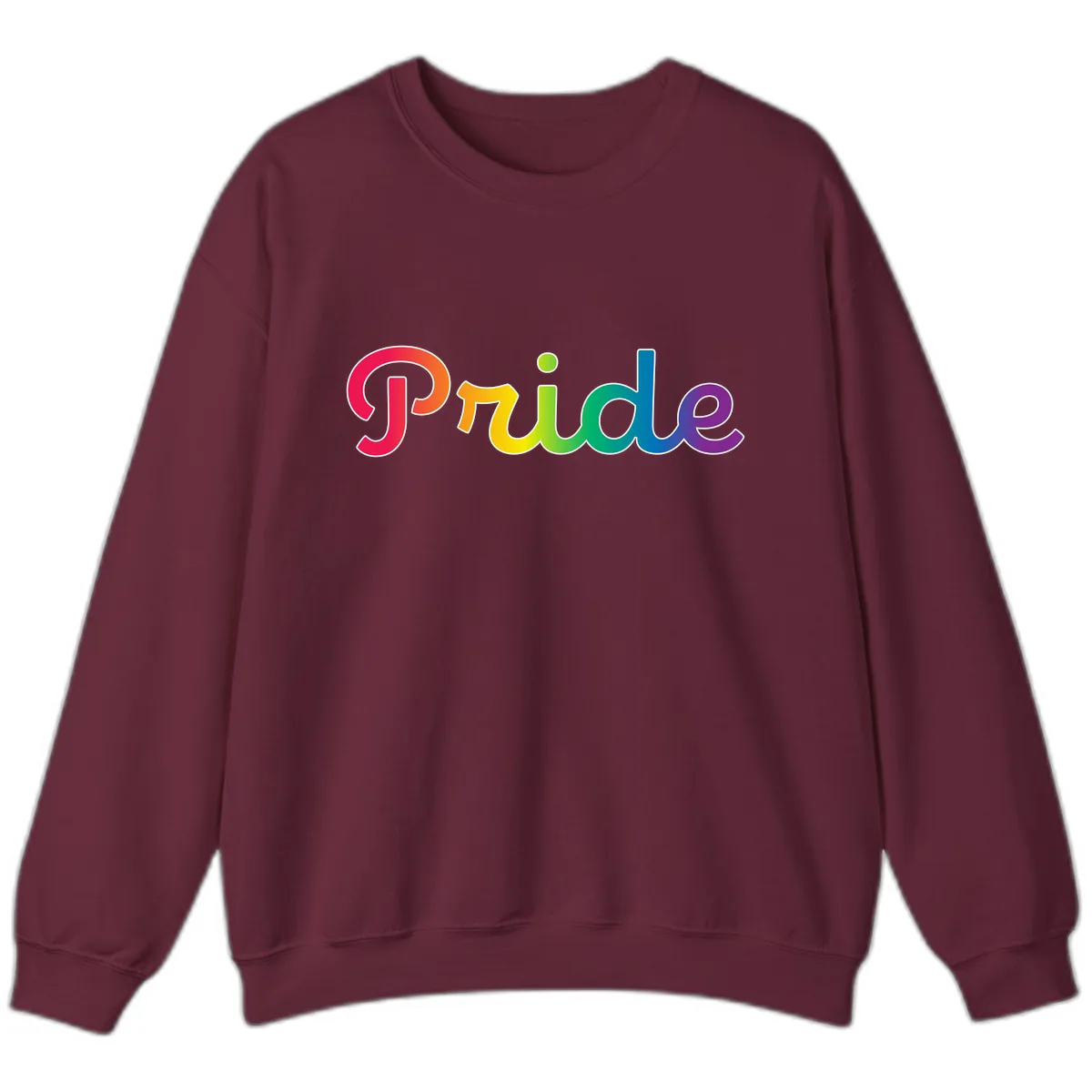 Pride Rainbow Gradient Typography Sweatshirt in Maroon