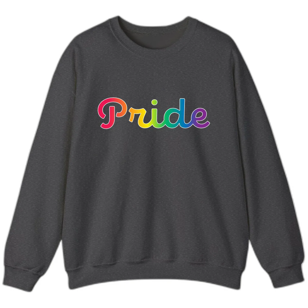 Pride Rainbow Gradient Typography Sweatshirt in Dark Heather
