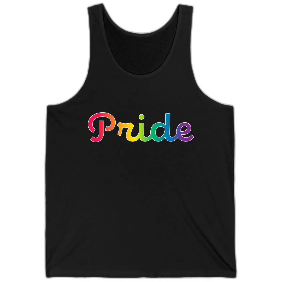 Pride Rainbow Gradient Typography Tank in Black