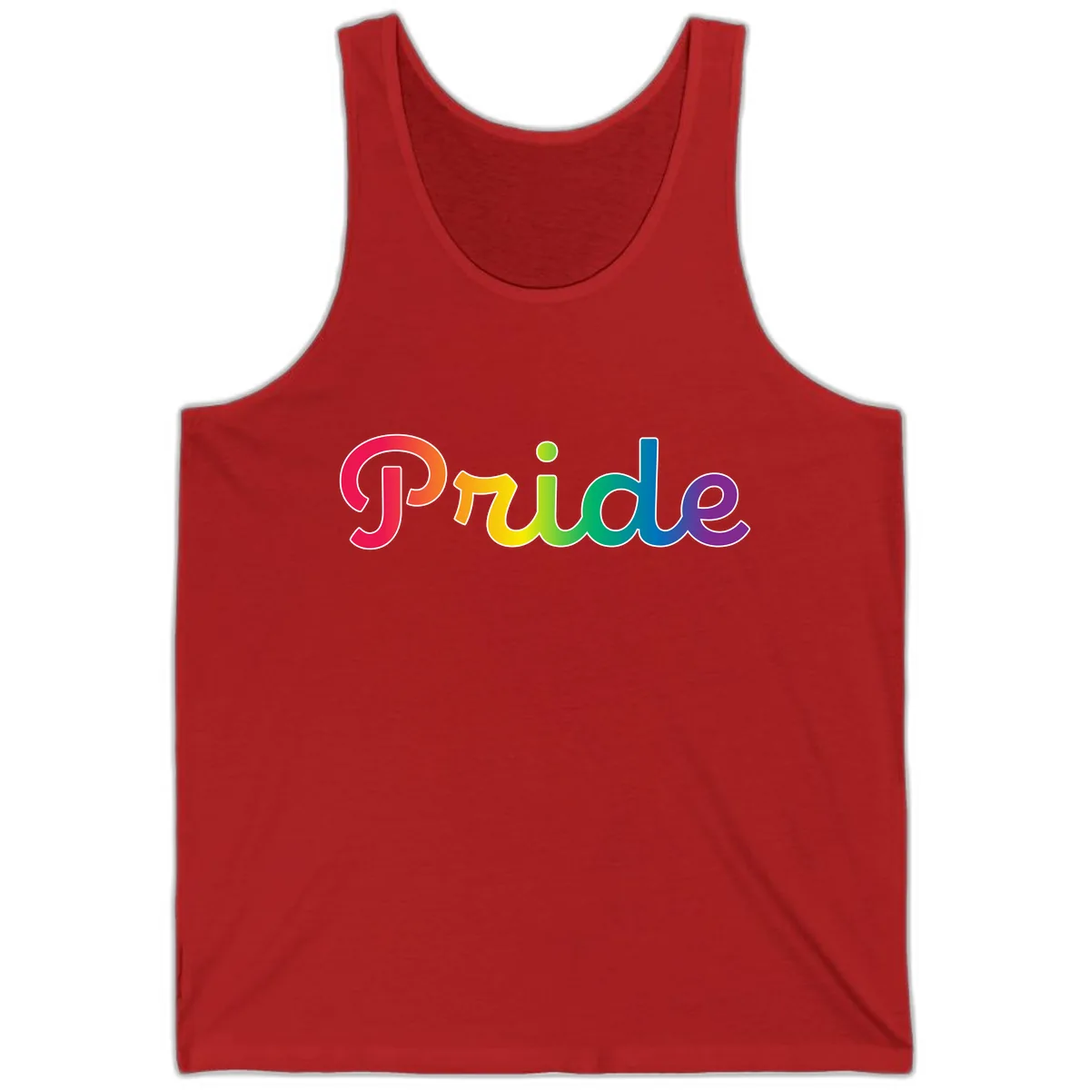 Pride Rainbow Gradient Typography Tank in Red