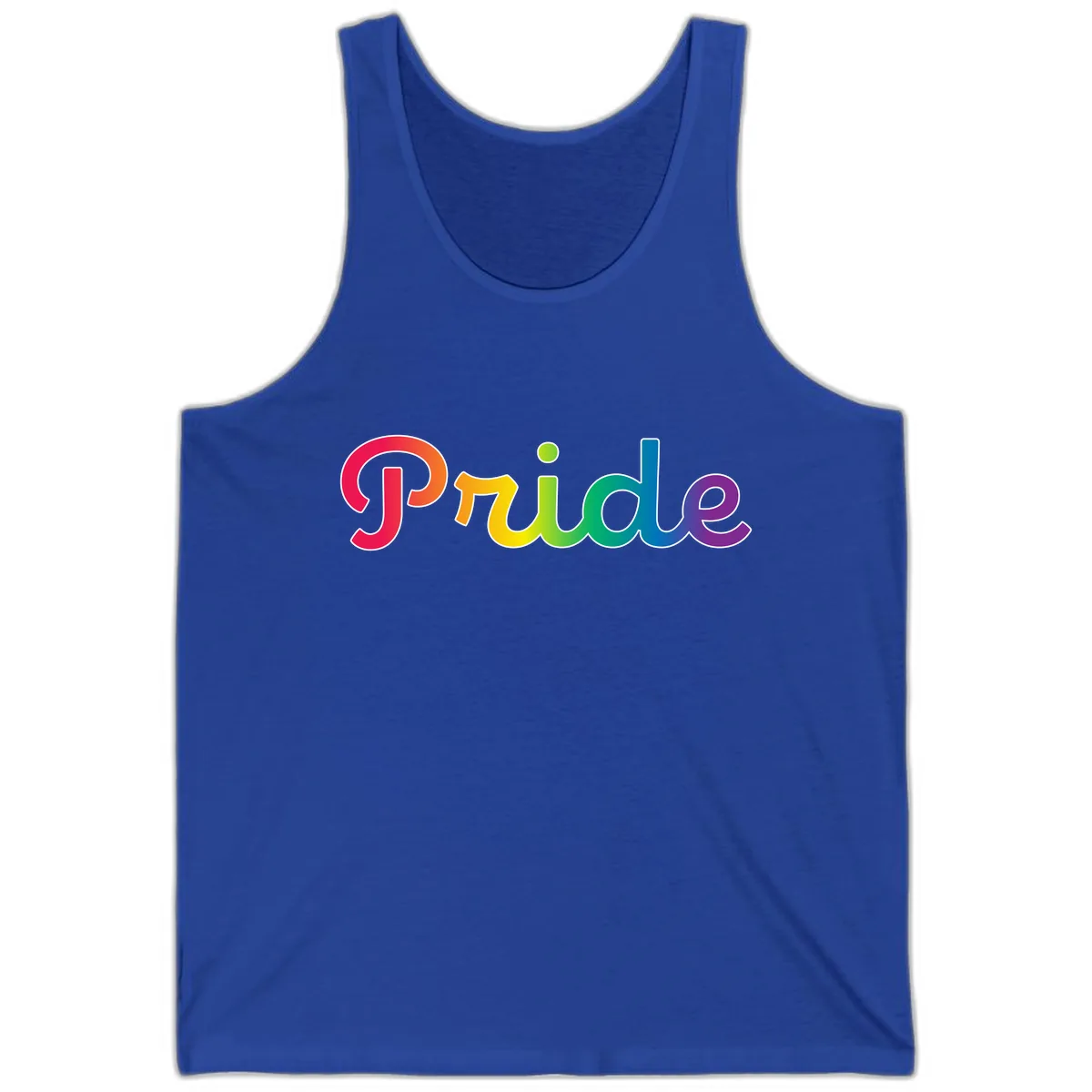 Pride Rainbow Gradient Typography Tank in True Royal