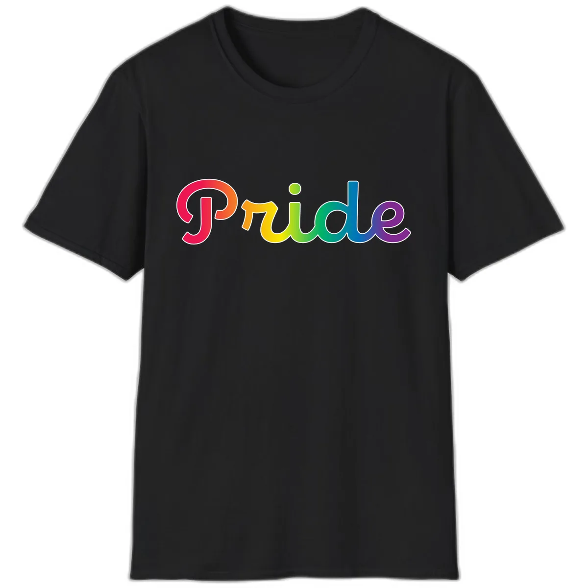 Pride Rainbow Gradient Typography T-Shirt in Black