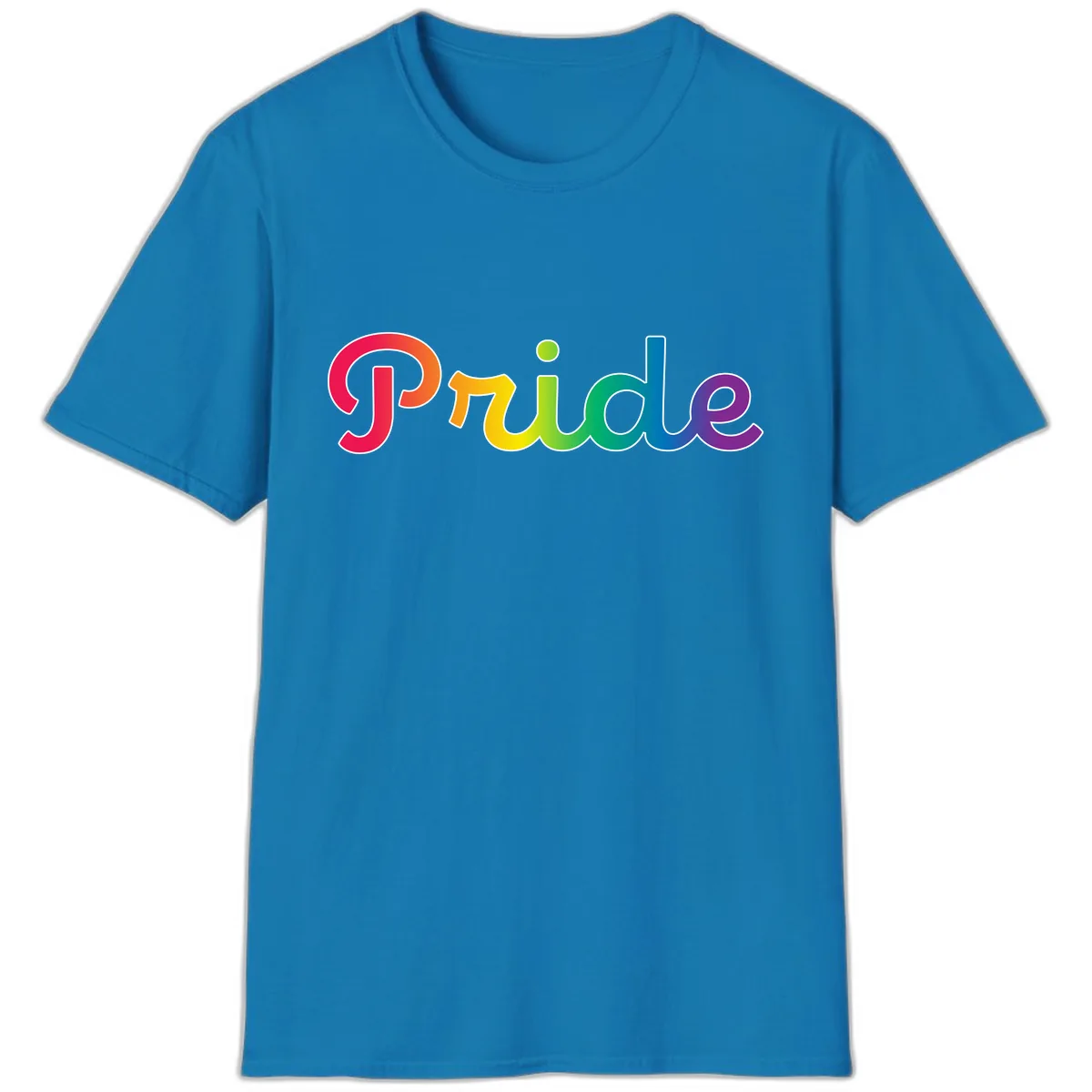 Pride Rainbow Gradient Typography T-Shirt in Sapphire