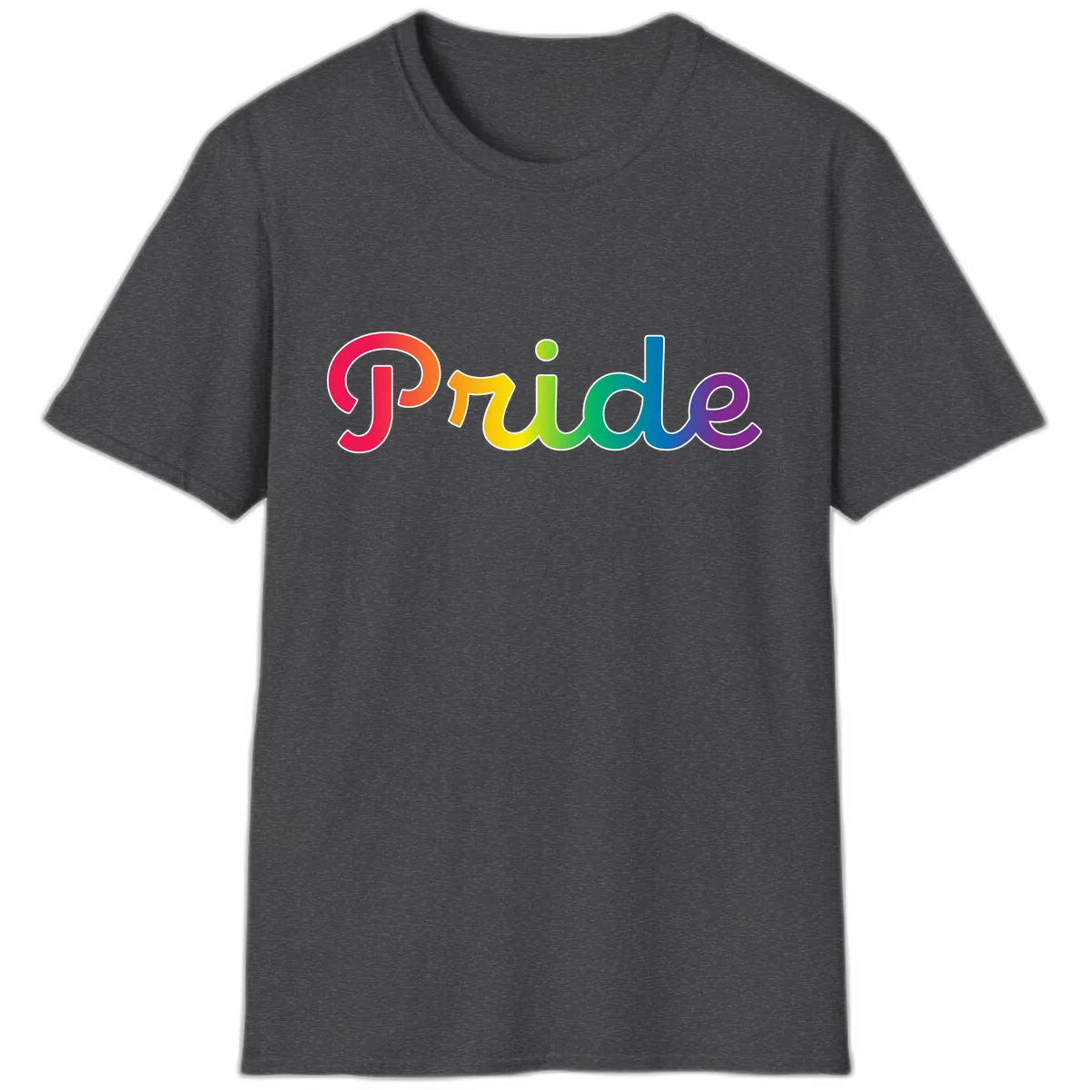 Pride Rainbow Gradient Typography T-Shirt in Dark Heather