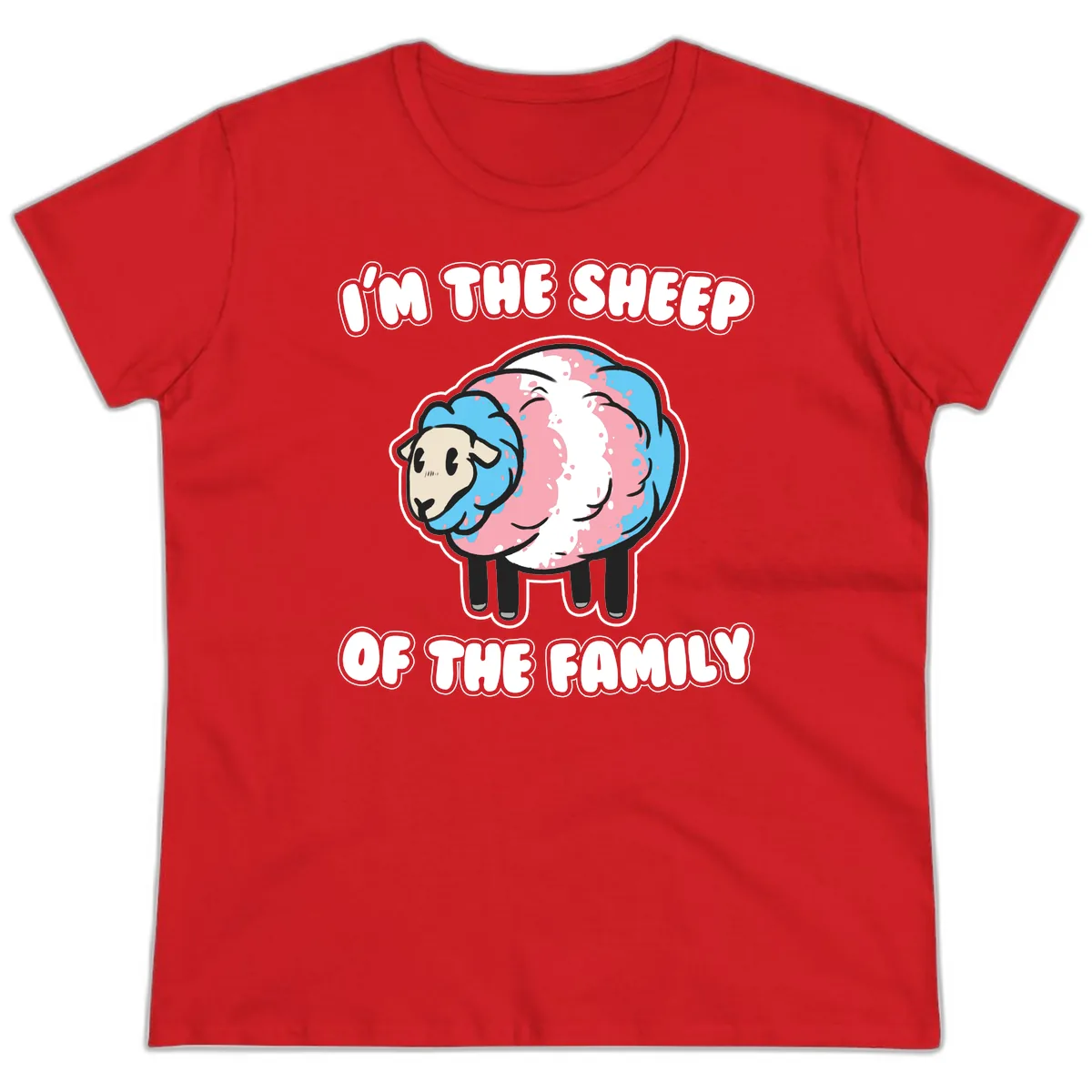 I'm The Sheep Of The Family Ladies Tee in Red