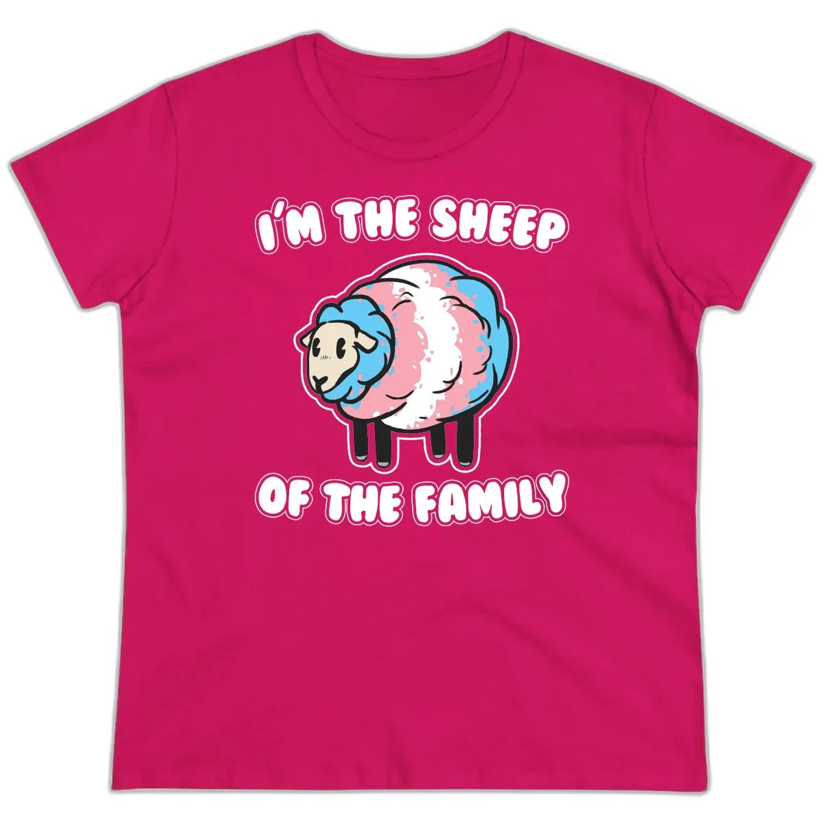 I'm The Sheep Of The Family Ladies Tee in Heliconia