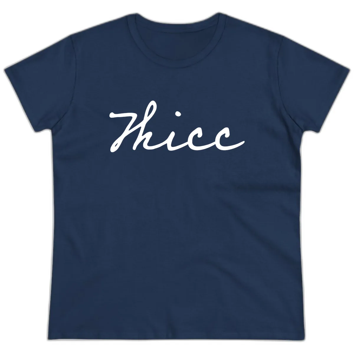 Thee Cursive Script Design Ladies Tee in Navy
