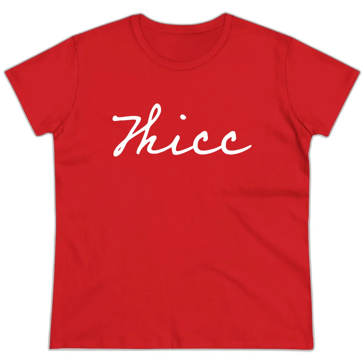 Thee Cursive Script Design Ladies Tee in Red