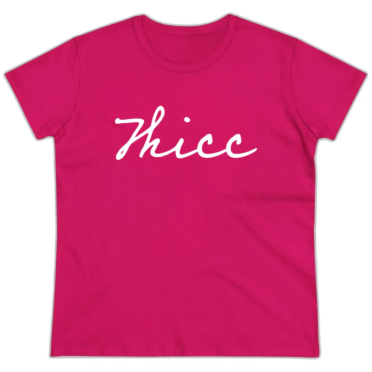 Thee Cursive Script Design Ladies Tee in Heliconia