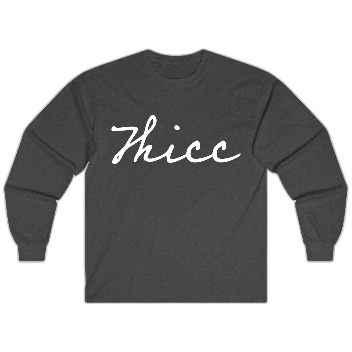 Thee Cursive Script Design Long Sleeve in Dark Heather