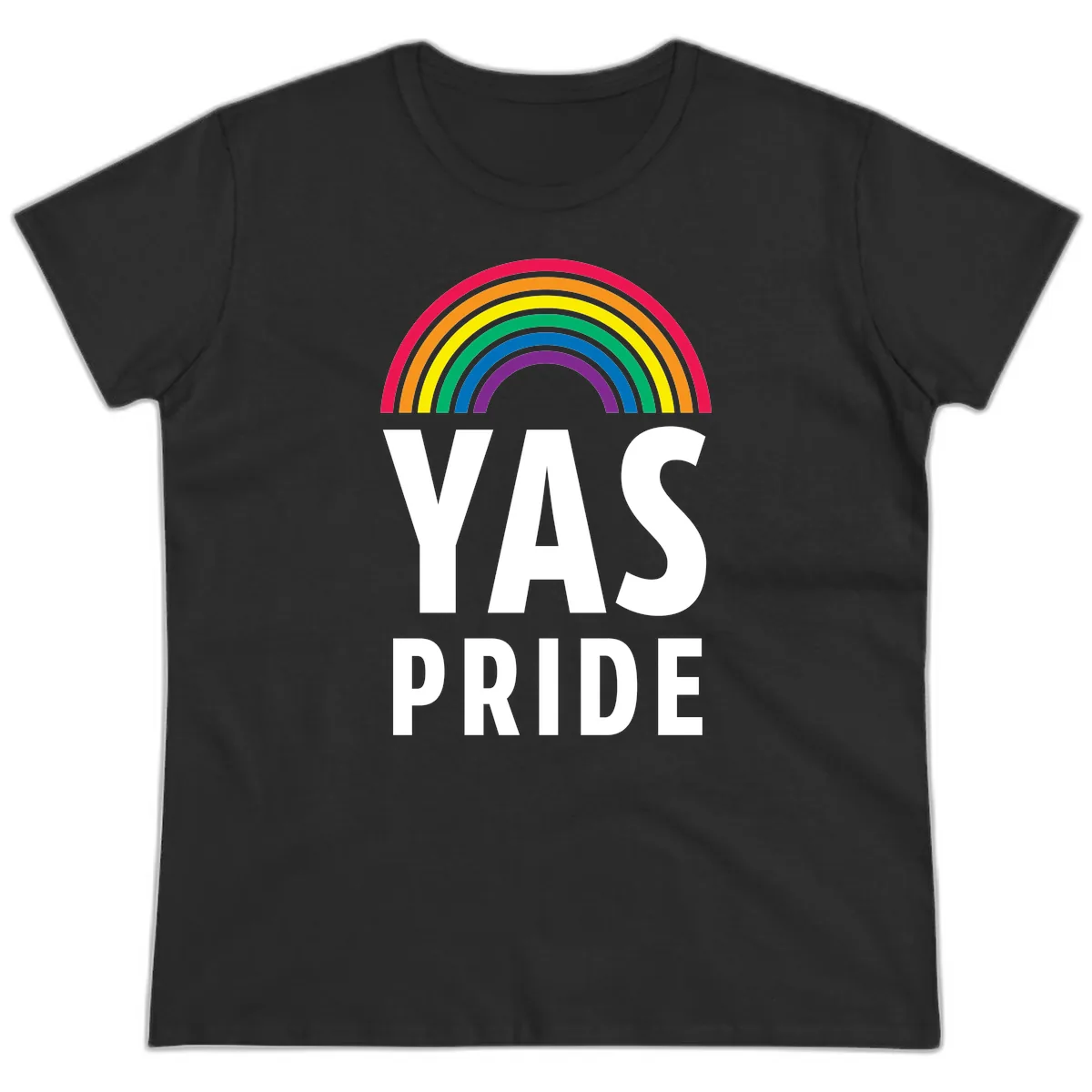 LGBTQ+ Pride Rainbow Celebration Ladies Tee in Black