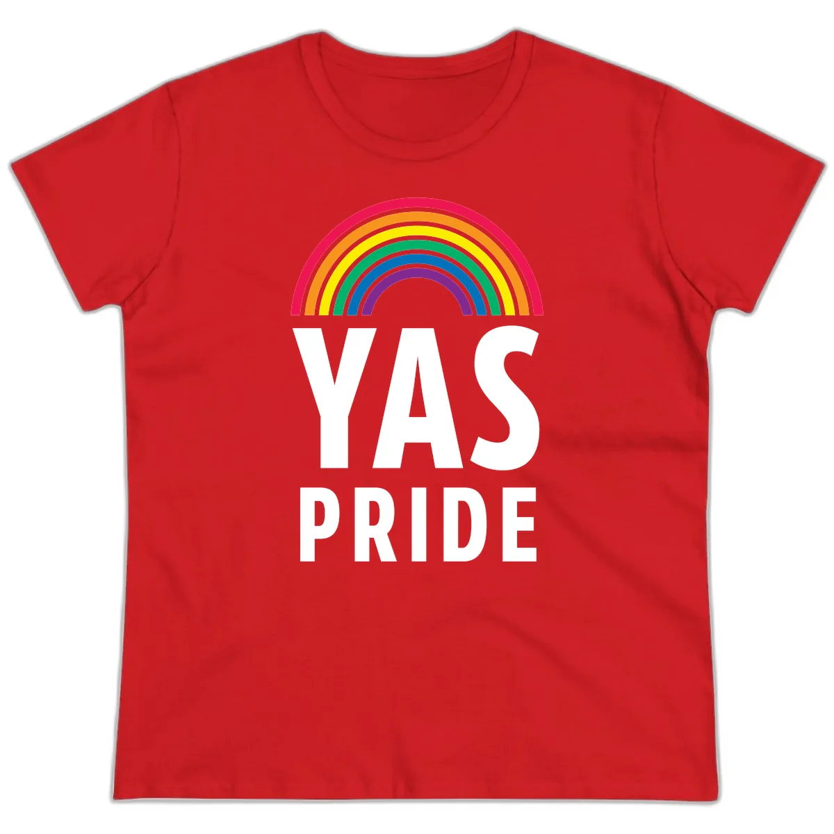 LGBTQ+ Pride Rainbow Celebration Ladies Tee in Red