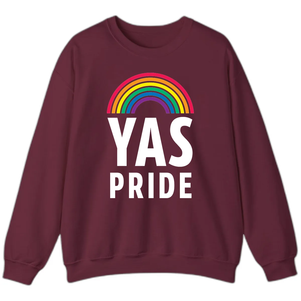 LGBTQ+ Pride Rainbow Celebration Sweatshirt in Maroon