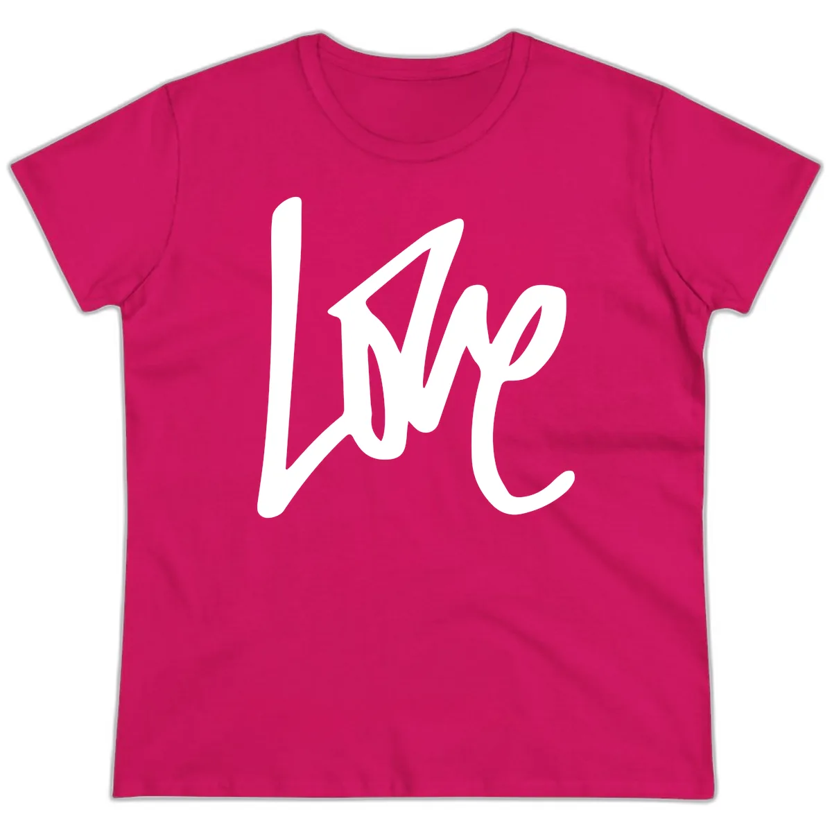 Lightning Bolt Pride Power Ladies Tee in Heliconia