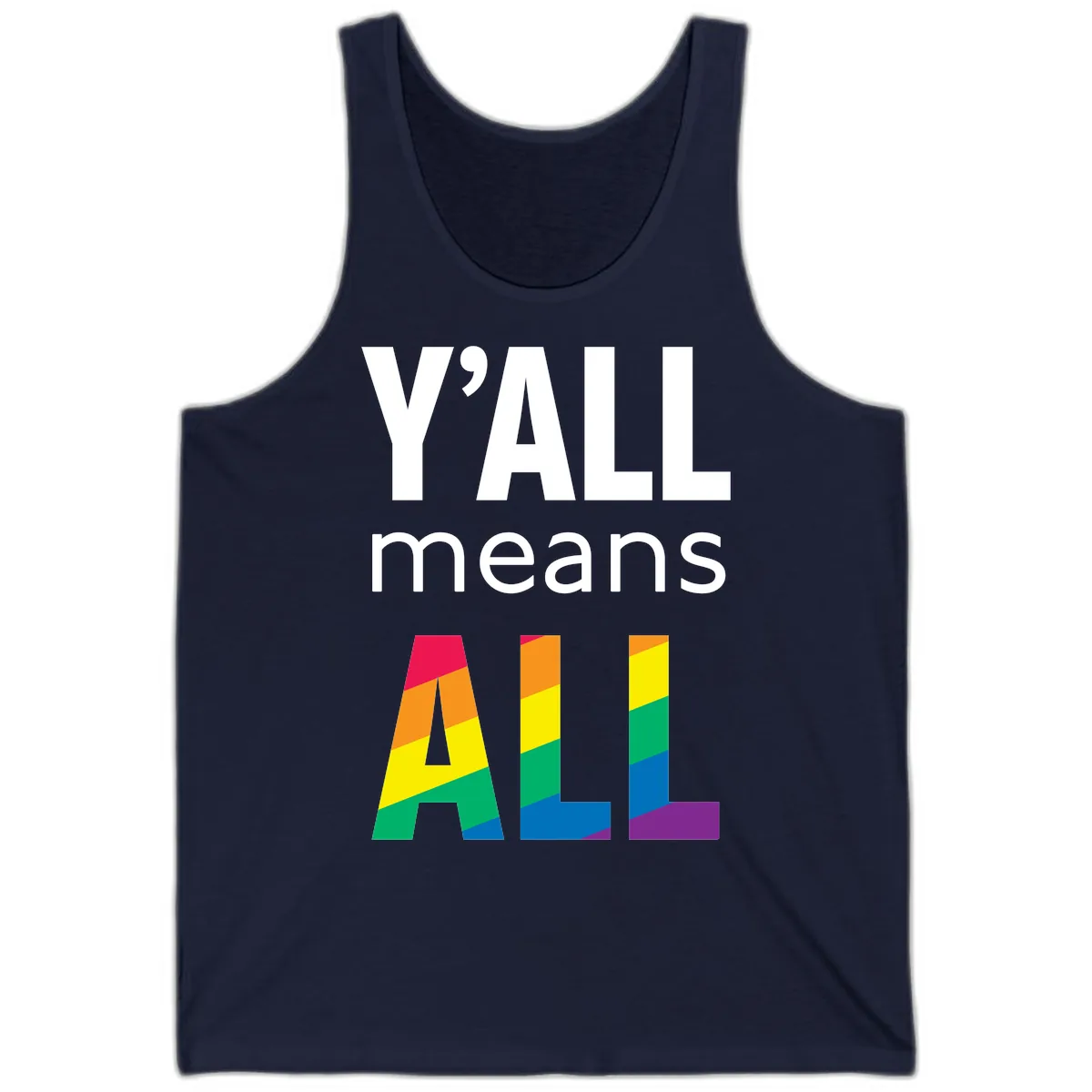 Y'all Means All Pride Tank in Navy