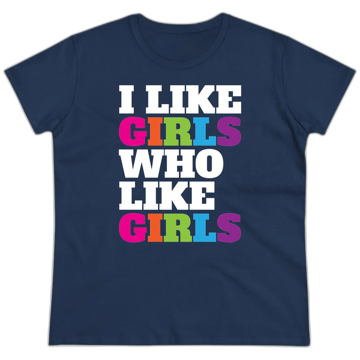 Think Girls Who Like Girls Ladies Tee in Navy
