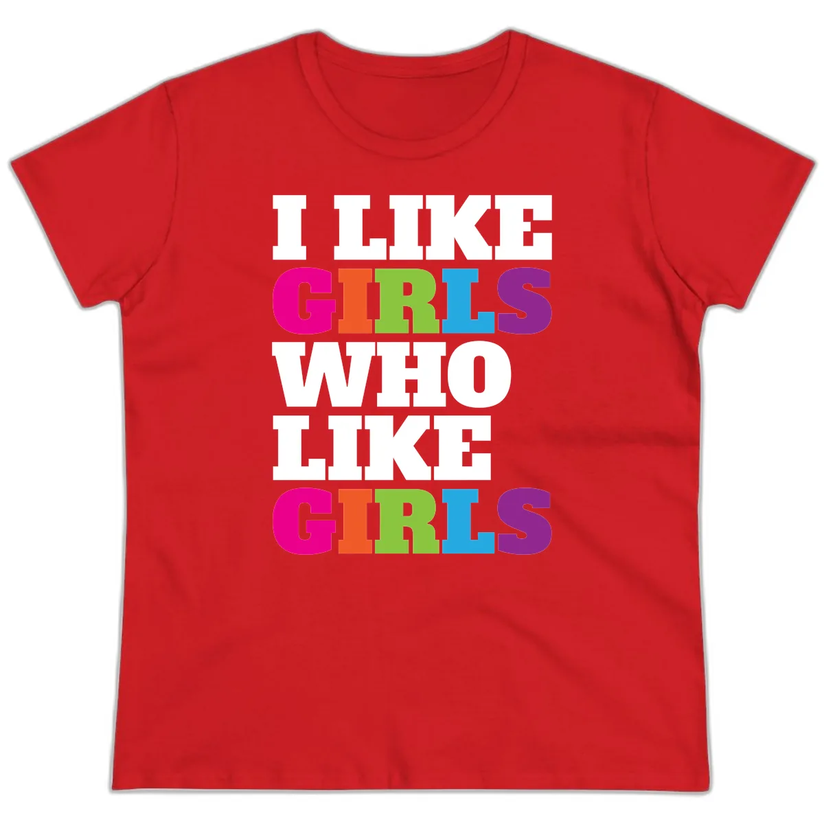 Think Girls Who Like Girls Ladies Tee in Red