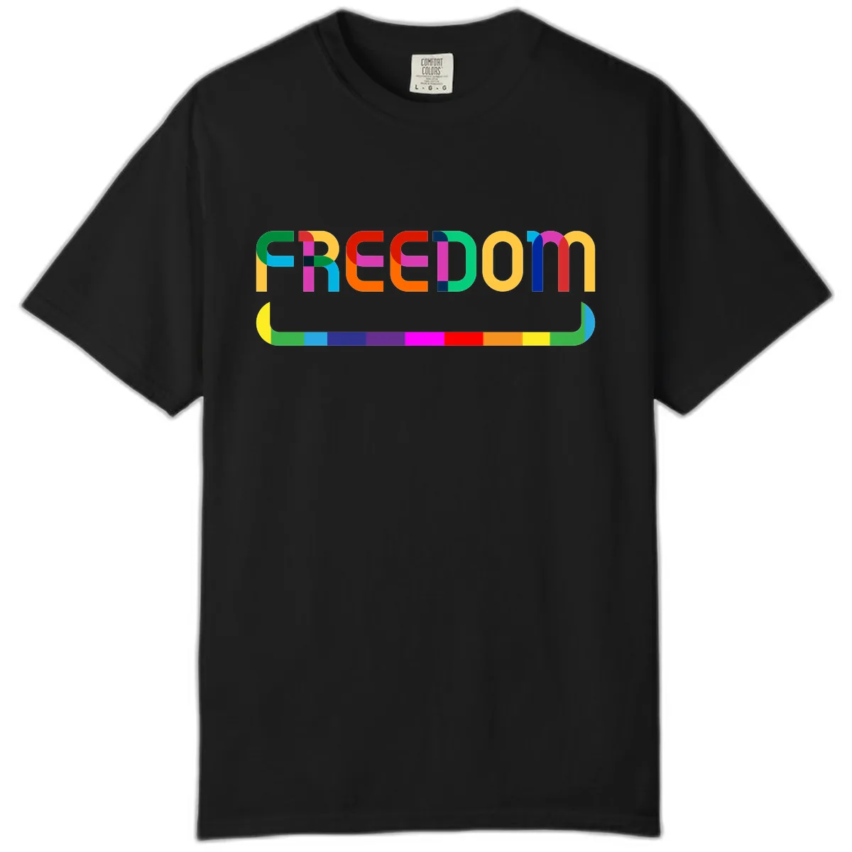 Freedom Rainbow Pride Design Comfort Color in Black